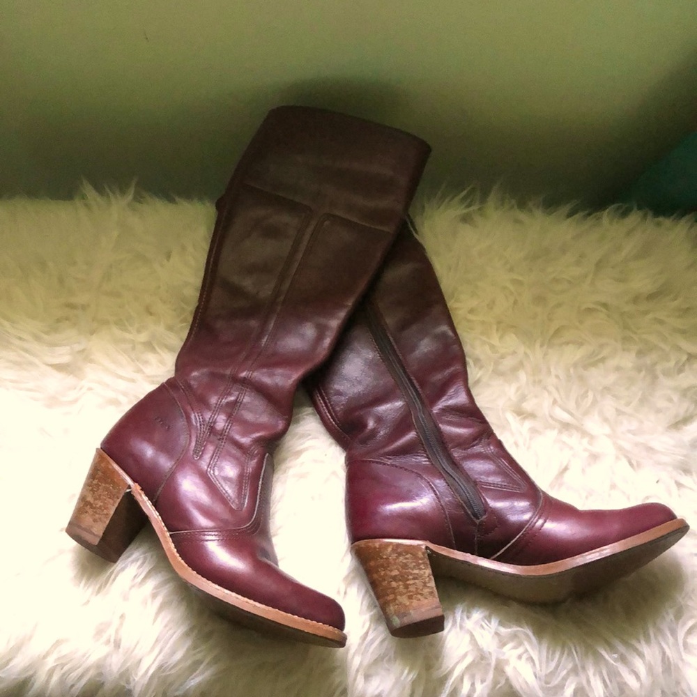 Vintage 70s Dexter leather oxblood tall riding boots
